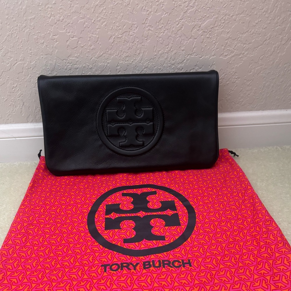 Tory Burch Black and Gold Clutch
